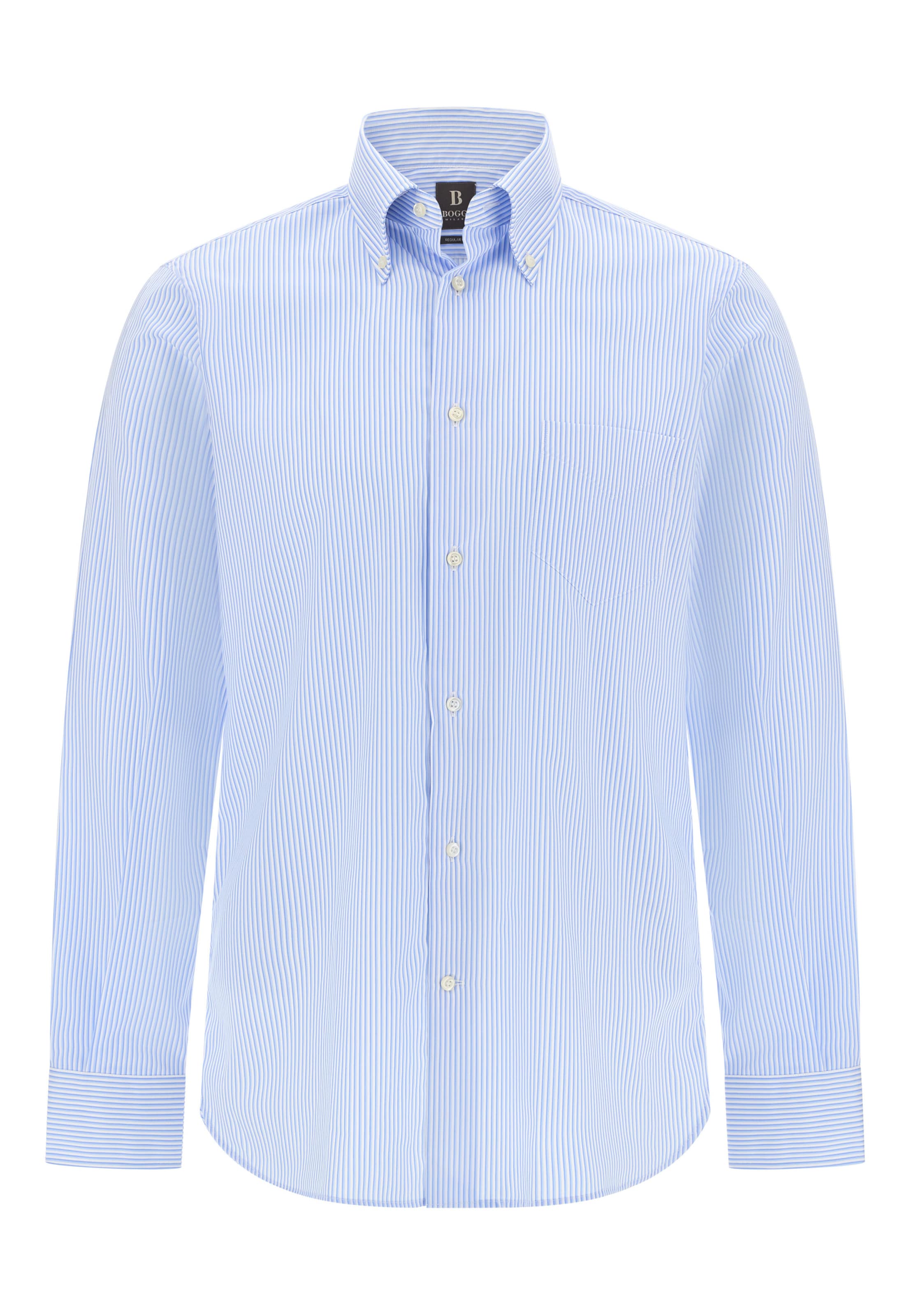 Boggi Milano Chemise en bleu clair / blanc, Vue avec produit