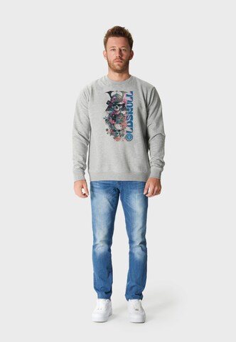 Oldskull Sweatshirt 'Xtreme Samurai Skull Logo Graphic' in Grijs