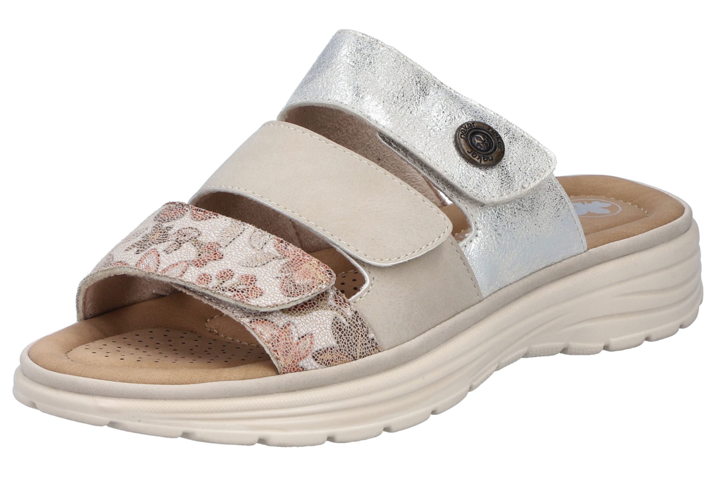 Rieker Pantoletten ' V8583 ' in Silber: Vorderseite