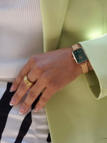 Daniel Wellington Analoog horloge 'Quadro Pressed Melrose RG Green' in Goud: voorkant