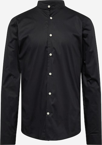Lindbergh Slim Fit Риза 'Manderin' в черно: отпред