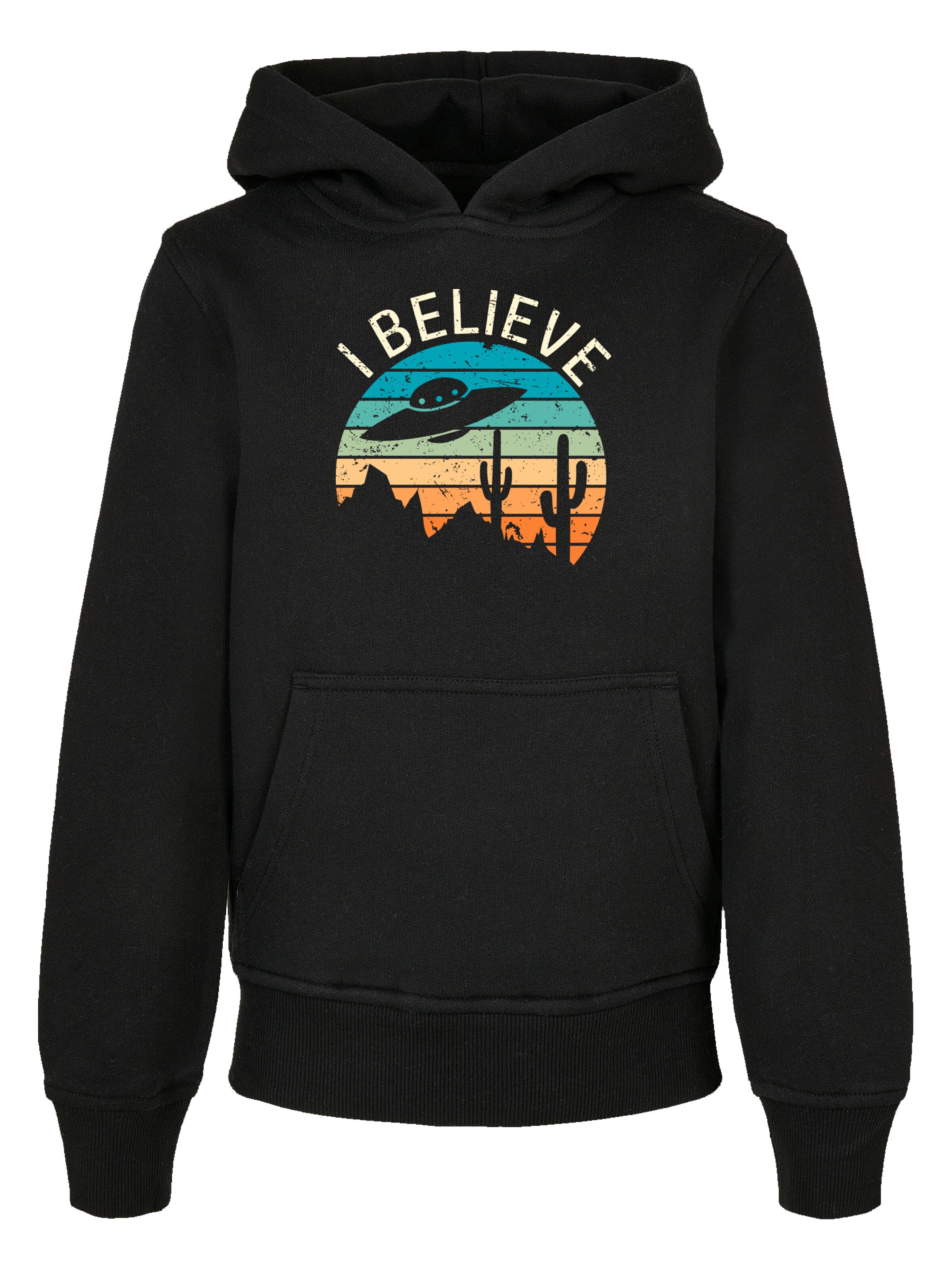 Veste de survêtement 'I Believe UFO Alien Sunset Graphic Tee' F4NT4STIC en noir : devant