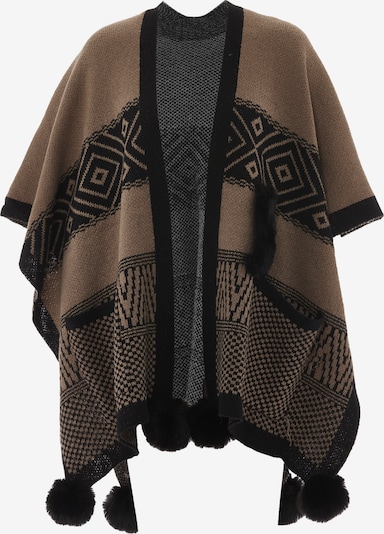 OSHA Poncho in dunkelbeige / schwarz, Produktansicht