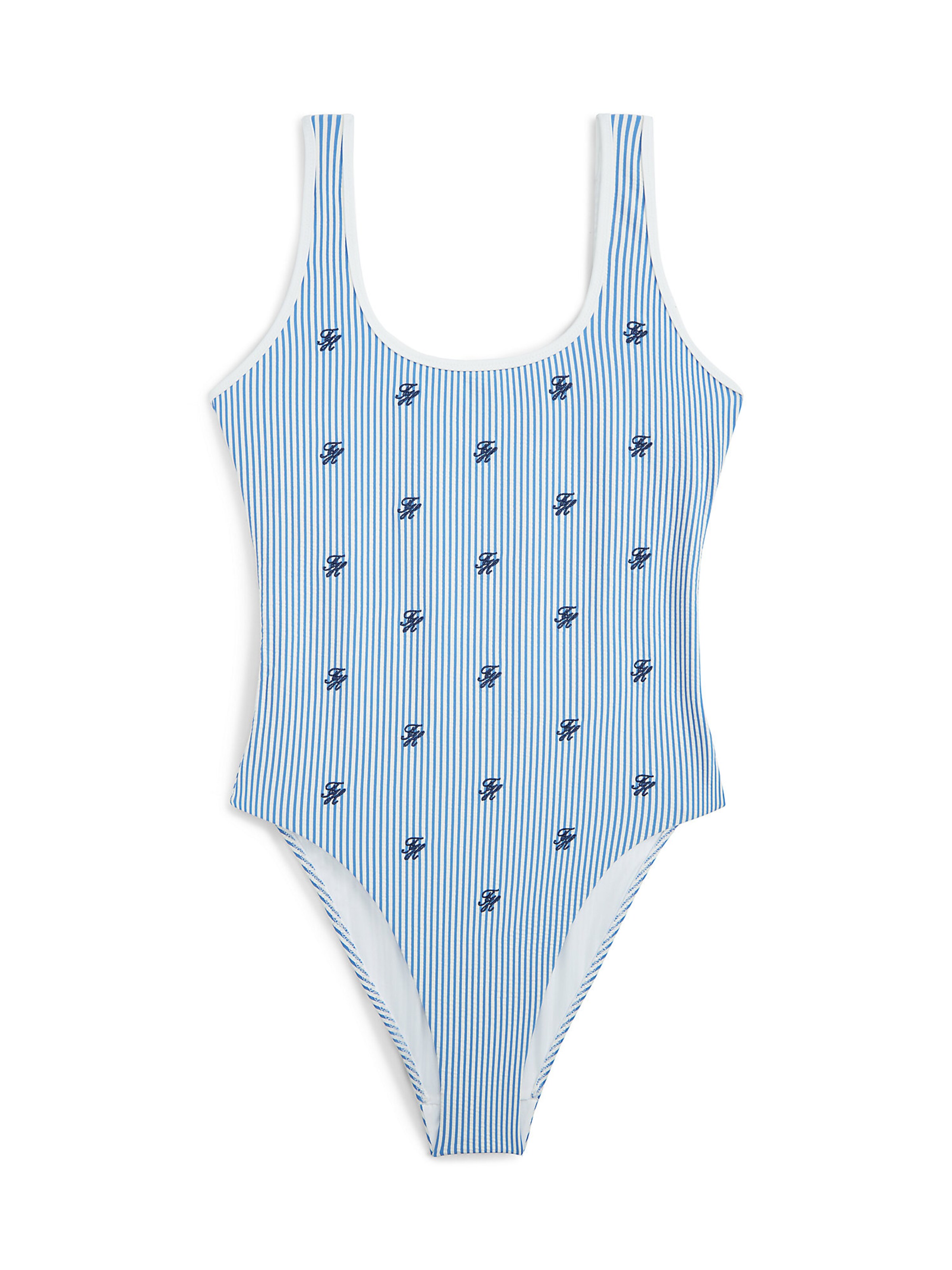 TOMMY HILFIGER Bralette Swimsuit in Blue: front