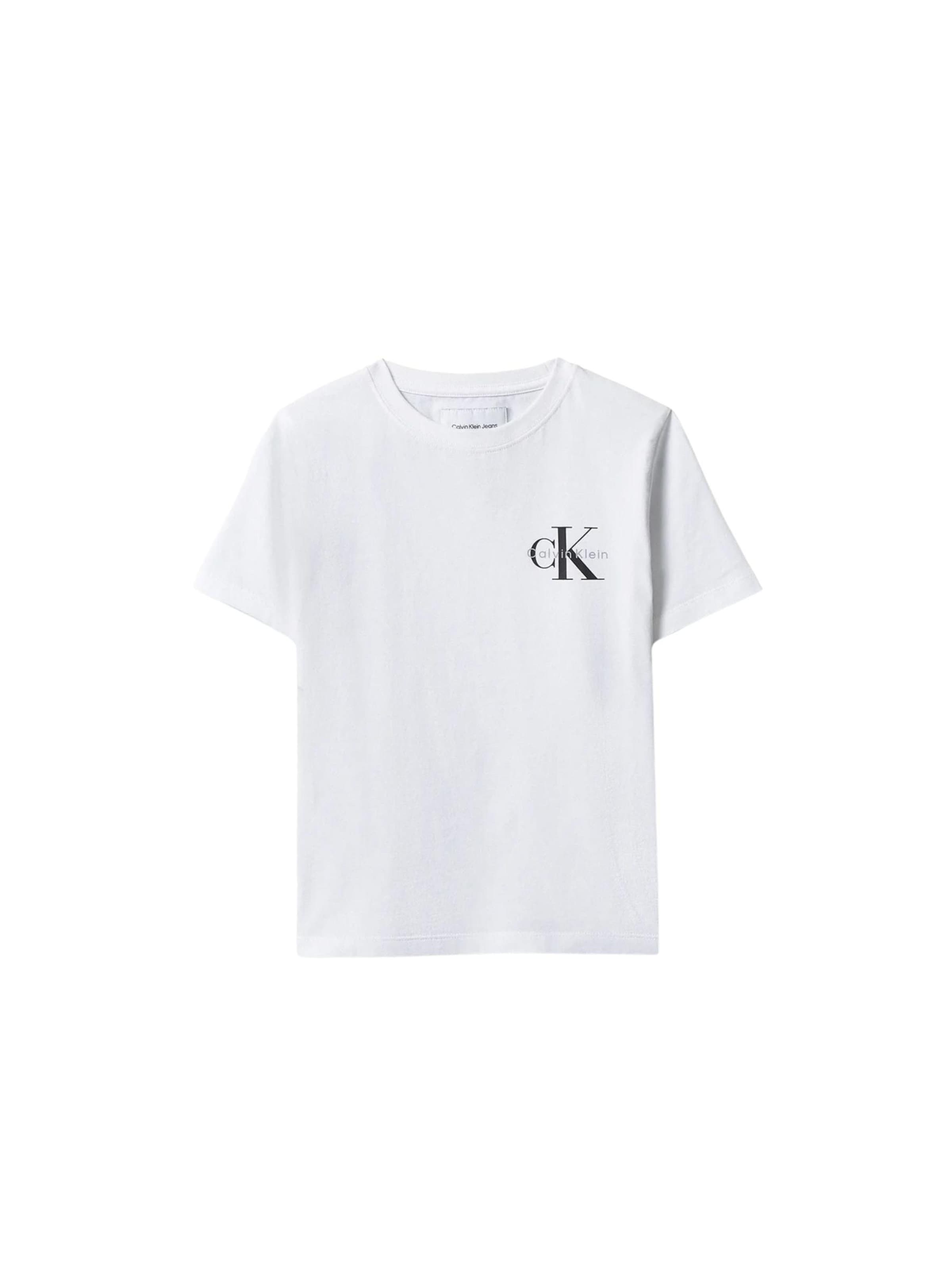 T-Shirt 'CALVIN KLEIN  JEANS kids CHEST MONO LOGO SS T-SHIRT T-SHIRT' Calvin Klein Kids en blanc : devant