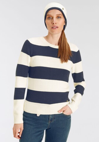 DELMAO Pullover und Mütze in Blau: Vorderseite