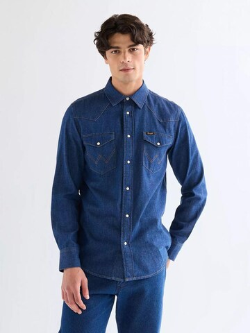 WRANGLER Regular fit Overhemd in Blauw: voorkant
