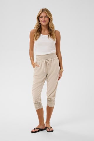 Cream Tapered Broek in Beige