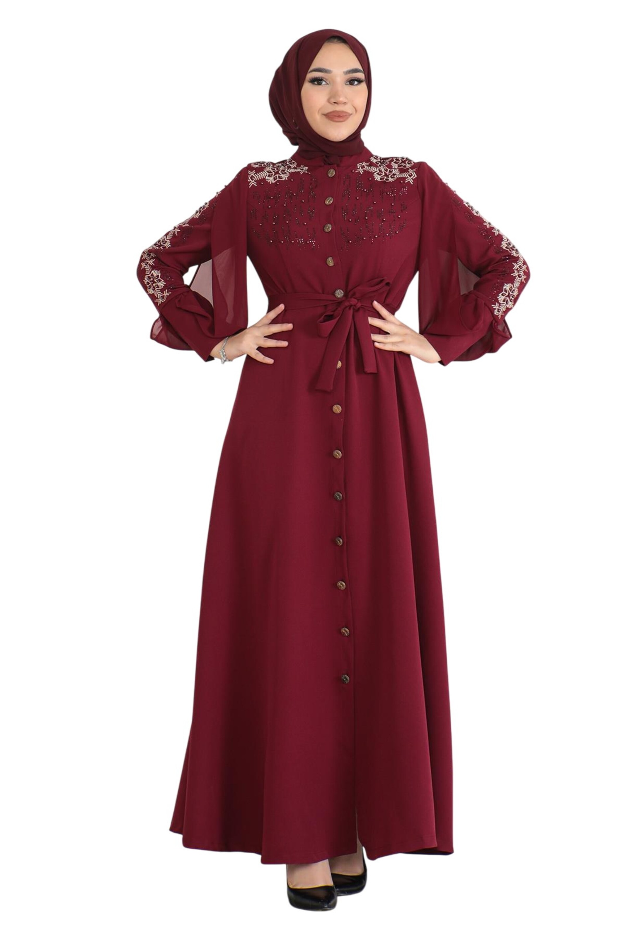 MODAMIHRAM Shirt dress in Red: front