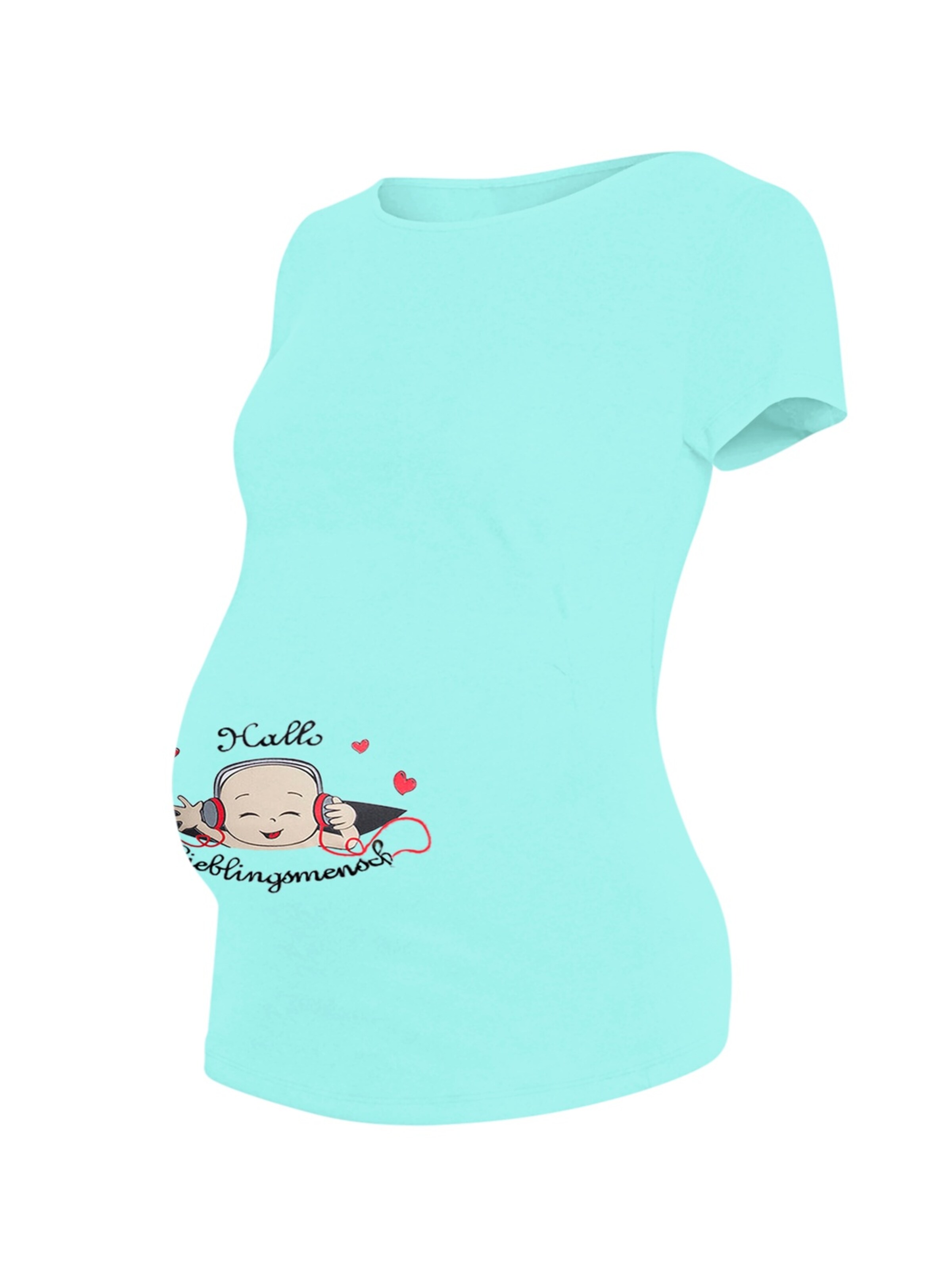 M.M.C. Shirt 'Hallo Lieblingsmensch Umstandsshirt' in Blue: front
