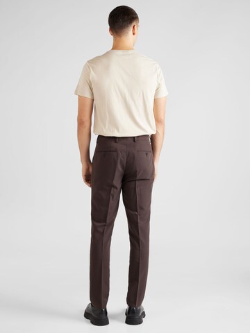 JACK & JONES Slim fit Trousers with creases 'Franco' in Brown