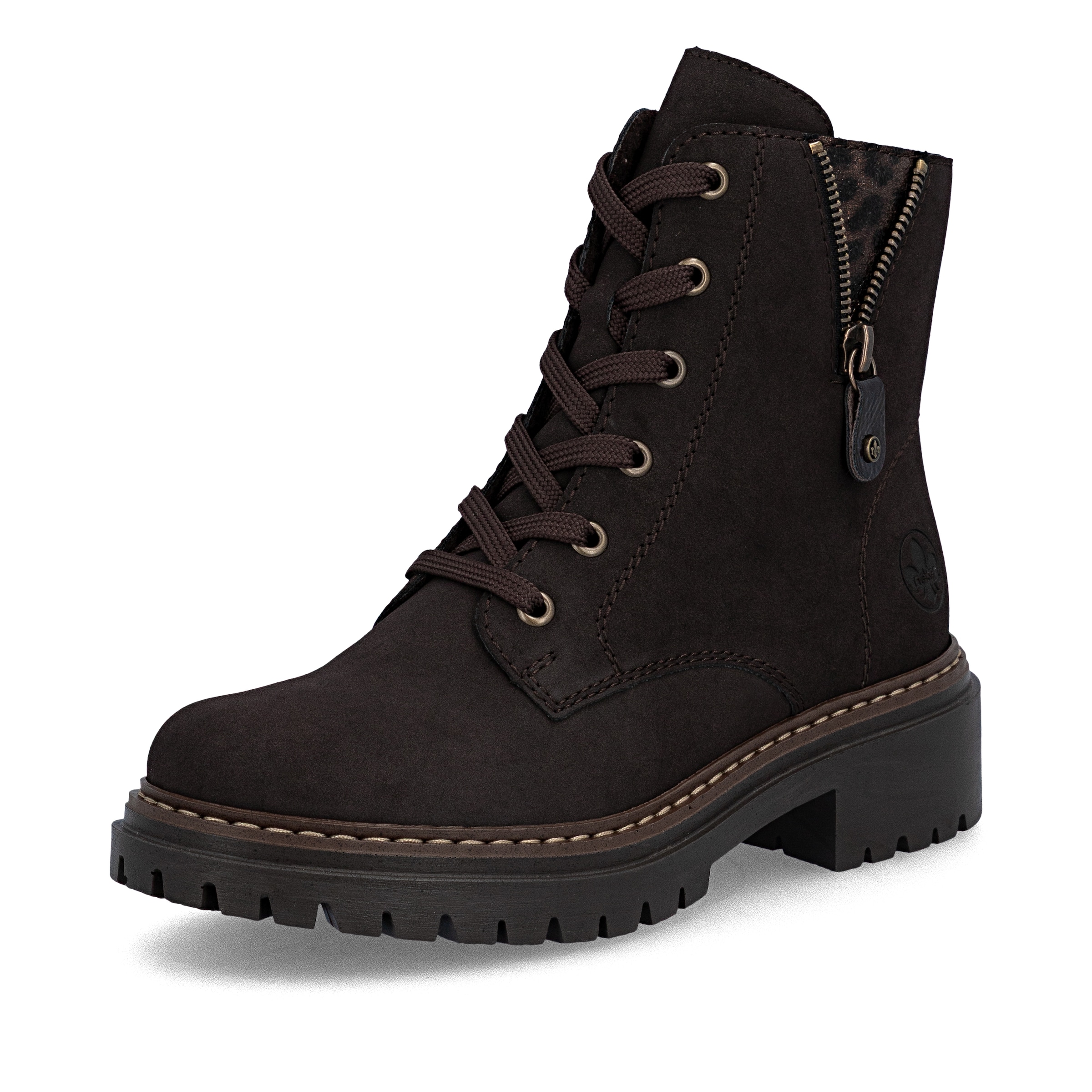 Rieker Lace-Up Ankle Boots in Brown: front
