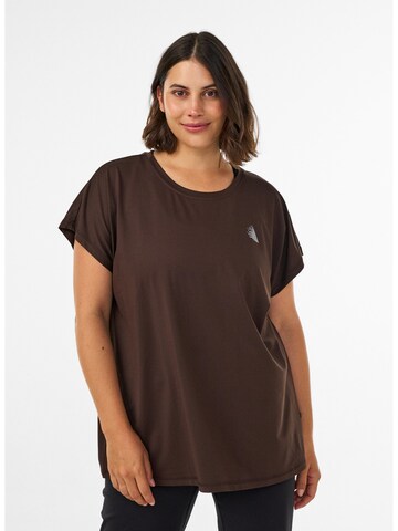 Active by Zizzi - Camisa 'ABASIC' em castanho: frente
