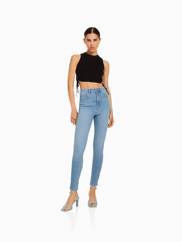 Bershka Skinny Džínsy - Modrá