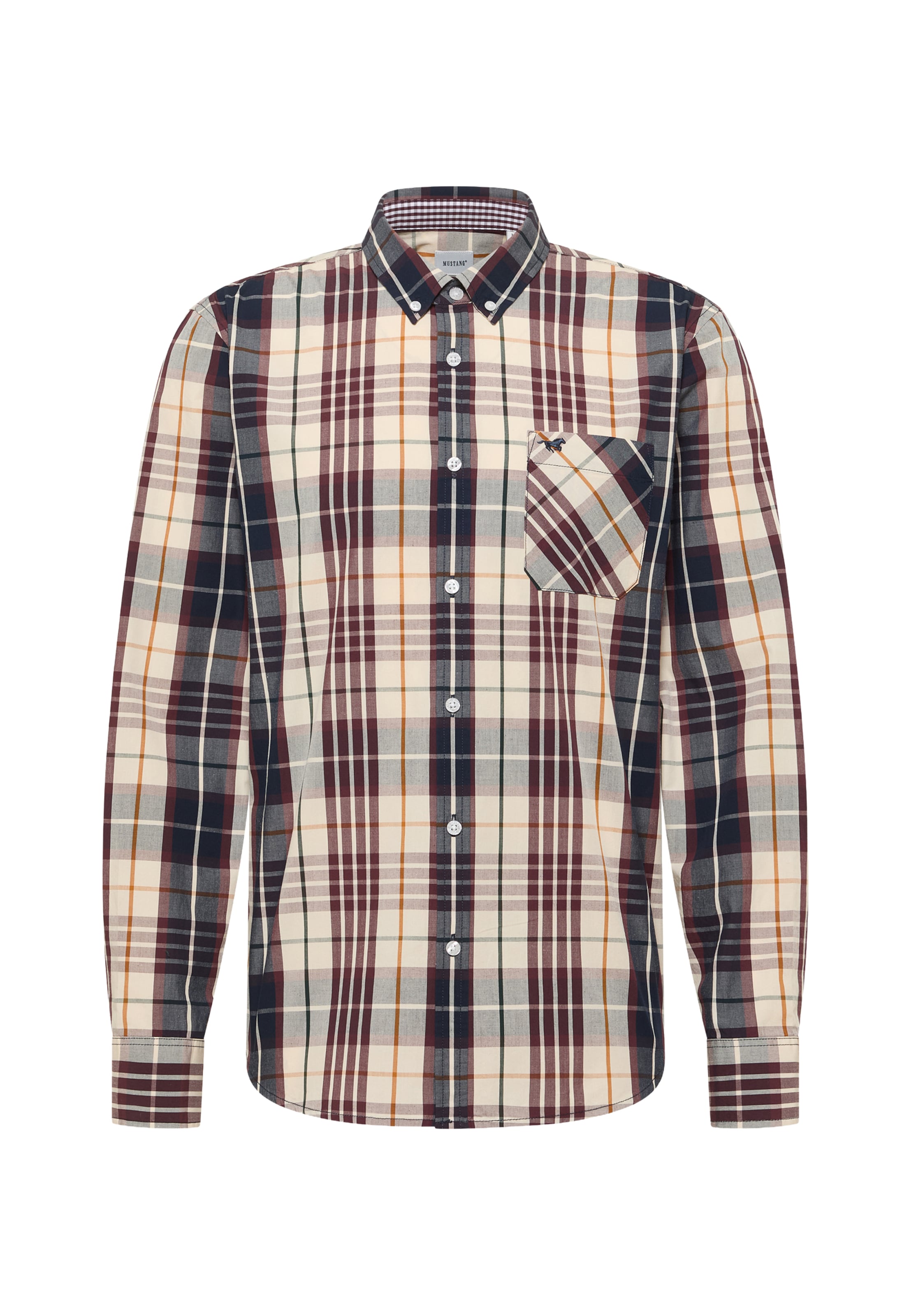 MUSTANG Regular fit Button Up Shirt 'Chester' in Beige: front