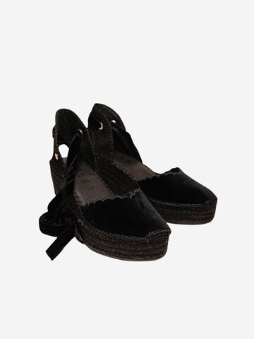 Alhamas Pumps 'Alpargata Cuña 8 cm Terciopelo' in Zwart