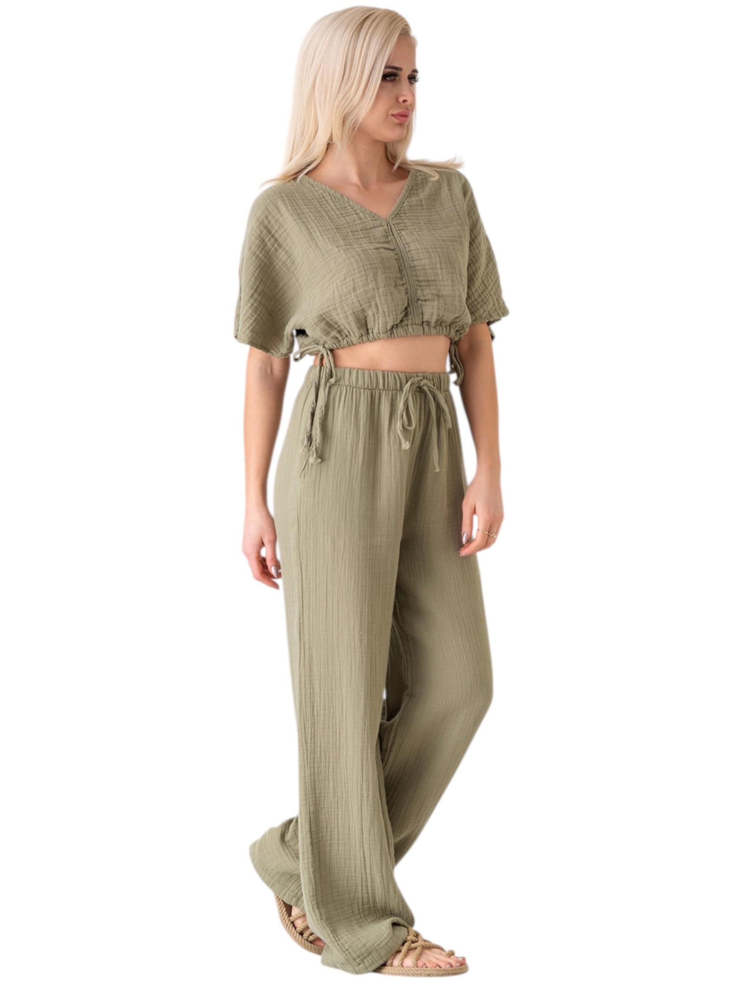 WENOR Wide Leg Bukser 'Eleni' i grøn