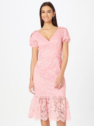 Chi Chi London Dress 'Crochet' in Pink: front