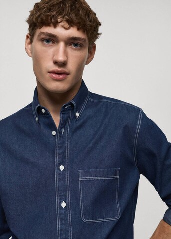 MANGO MAN Regular fit Button Up Shirt in Blue