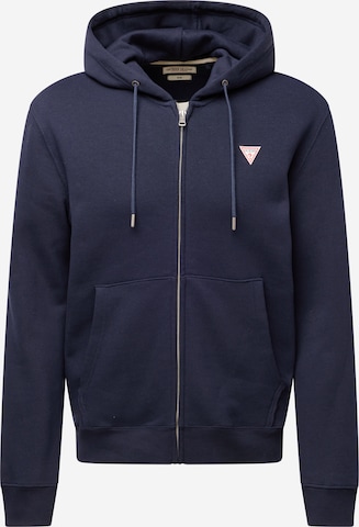 GUESS JEANS Кофта на молнии в Синий: спереди