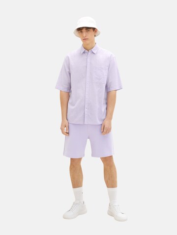 TOM TAILOR DENIM Comfort fit Button Up Shirt in Purple