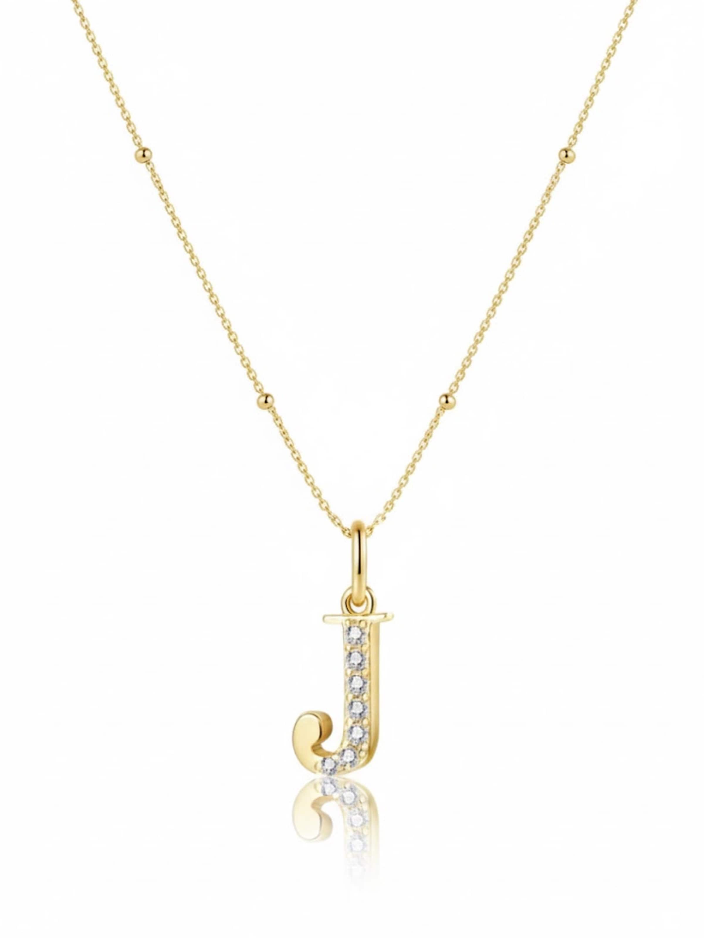 Collana 'Letter J' di Hey Happiness in oro: frontale