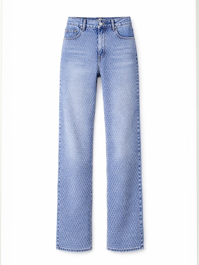 IT'S BASIC Jeans 'EMMA Rhinestone Straight High Rise Jeans' in de kleur Aqua, Productweergave