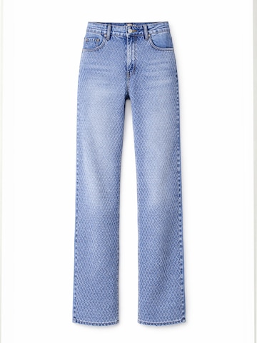 IT'S BASIC Regular Jeans 'EMMA Rhinestone Straight High Rise Jeans' in Blauw: voorkant