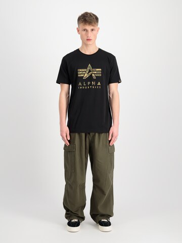 ALPHA INDUSTRIES Shirt 'Camo PP T' in Black