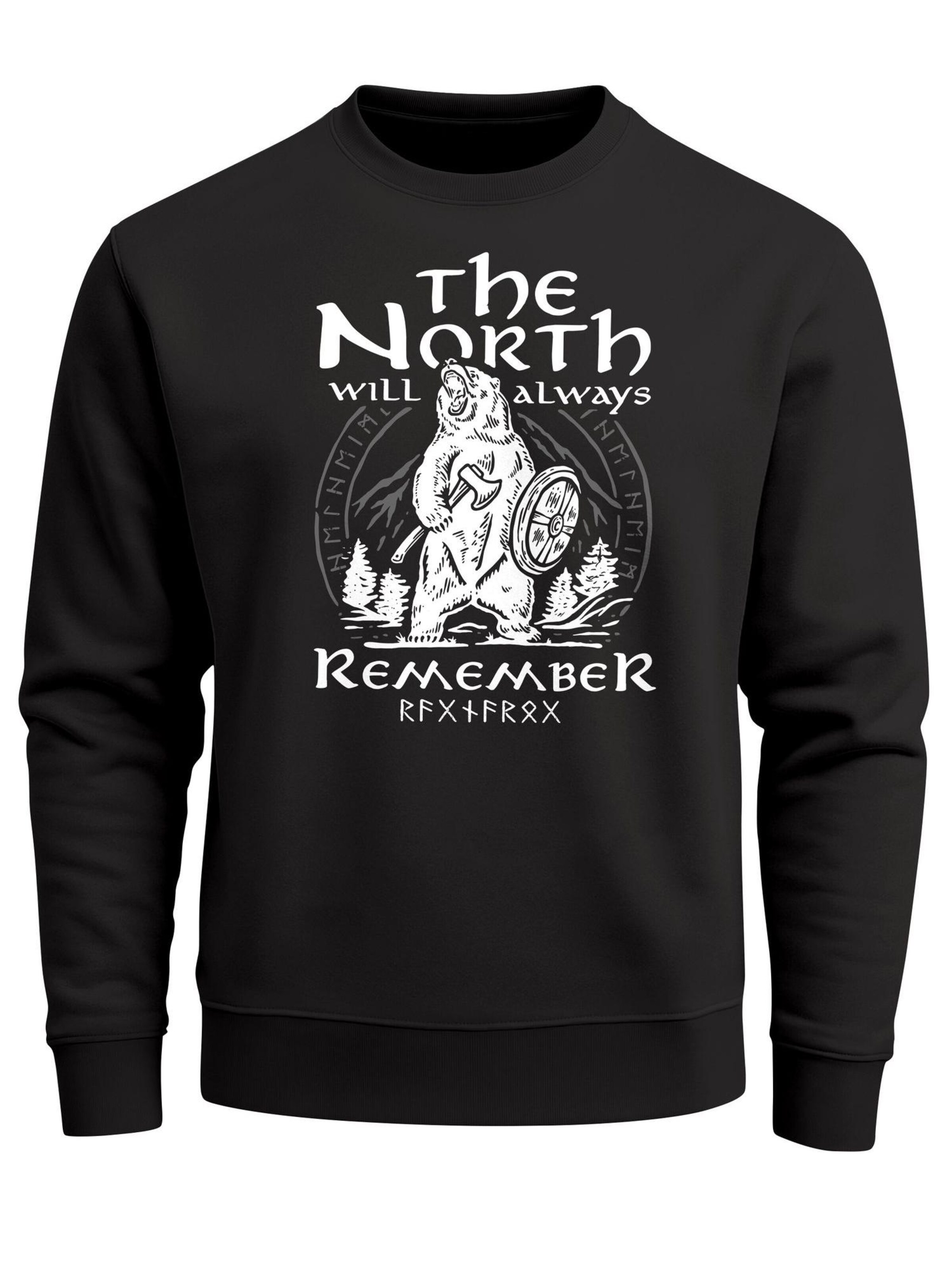 Neverless Sweatshirt 'The North'‌‌‌‌‌‌‌‌ in Schwarz: Vorderseite