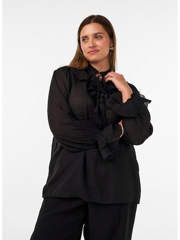 Camicia da donna 'Mifu' di Zizzi in nero: frontale