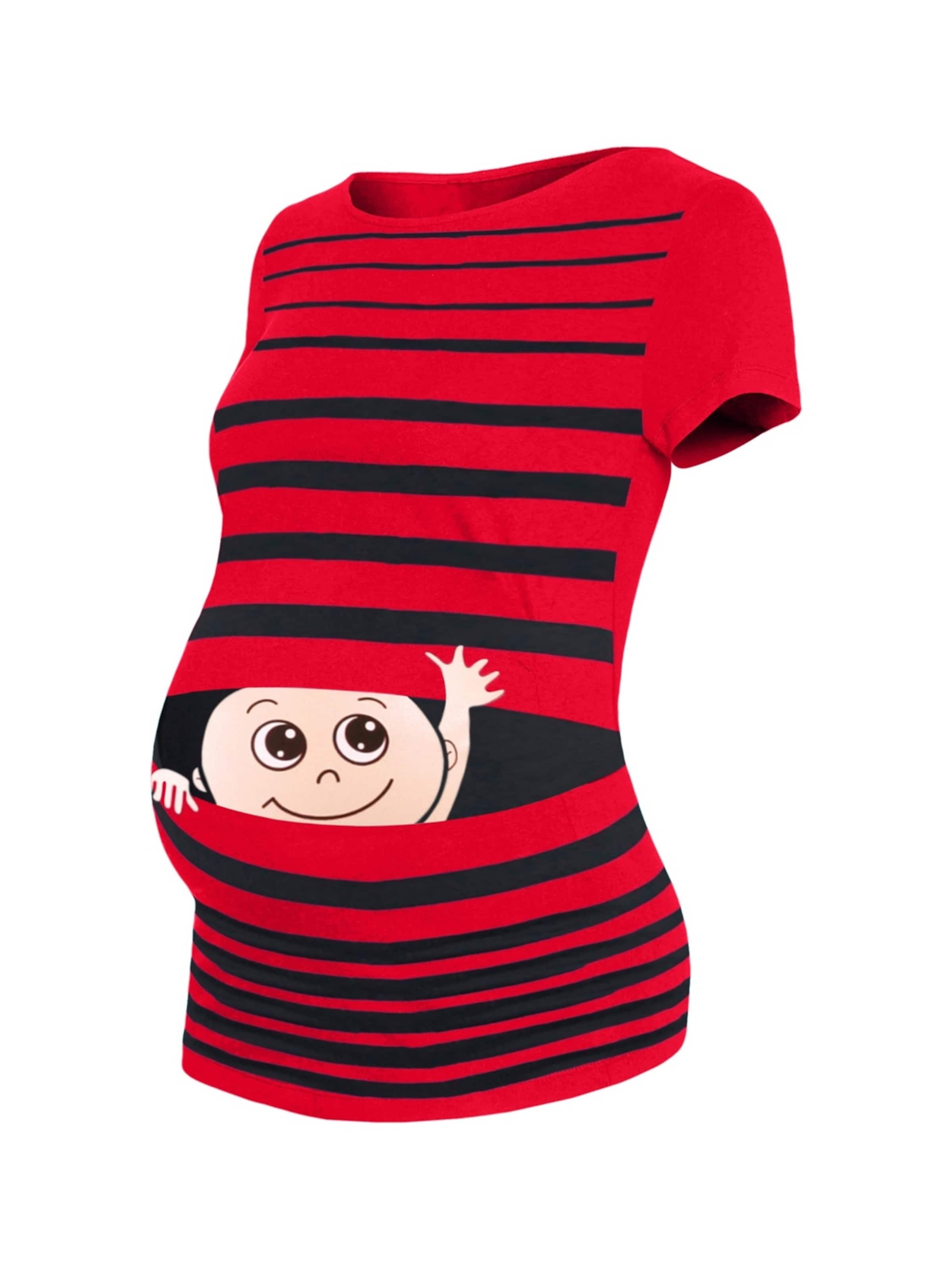 M.M.C. Shirt 'Winke Winke Umstandsshirt' in Red: front