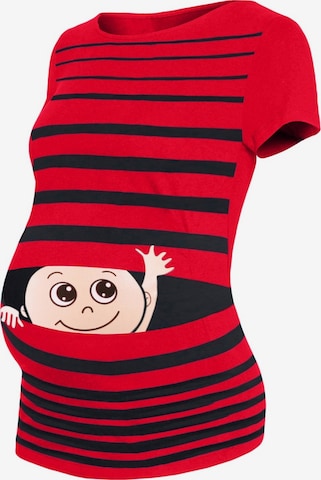 M.M.C. Shirt 'Winke Winke Umstandsshirt' in Red: front