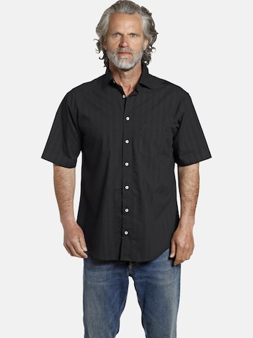 Jan Vanderstorm Comfort fit Button Up Shirt ' Jorma ' in Black: front