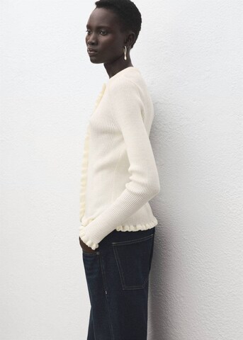 MANGO Knit Cardigan 'Waves' in Beige