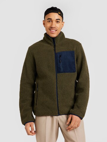 BRAVE SOUL Fleece jas in Groen: voorkant