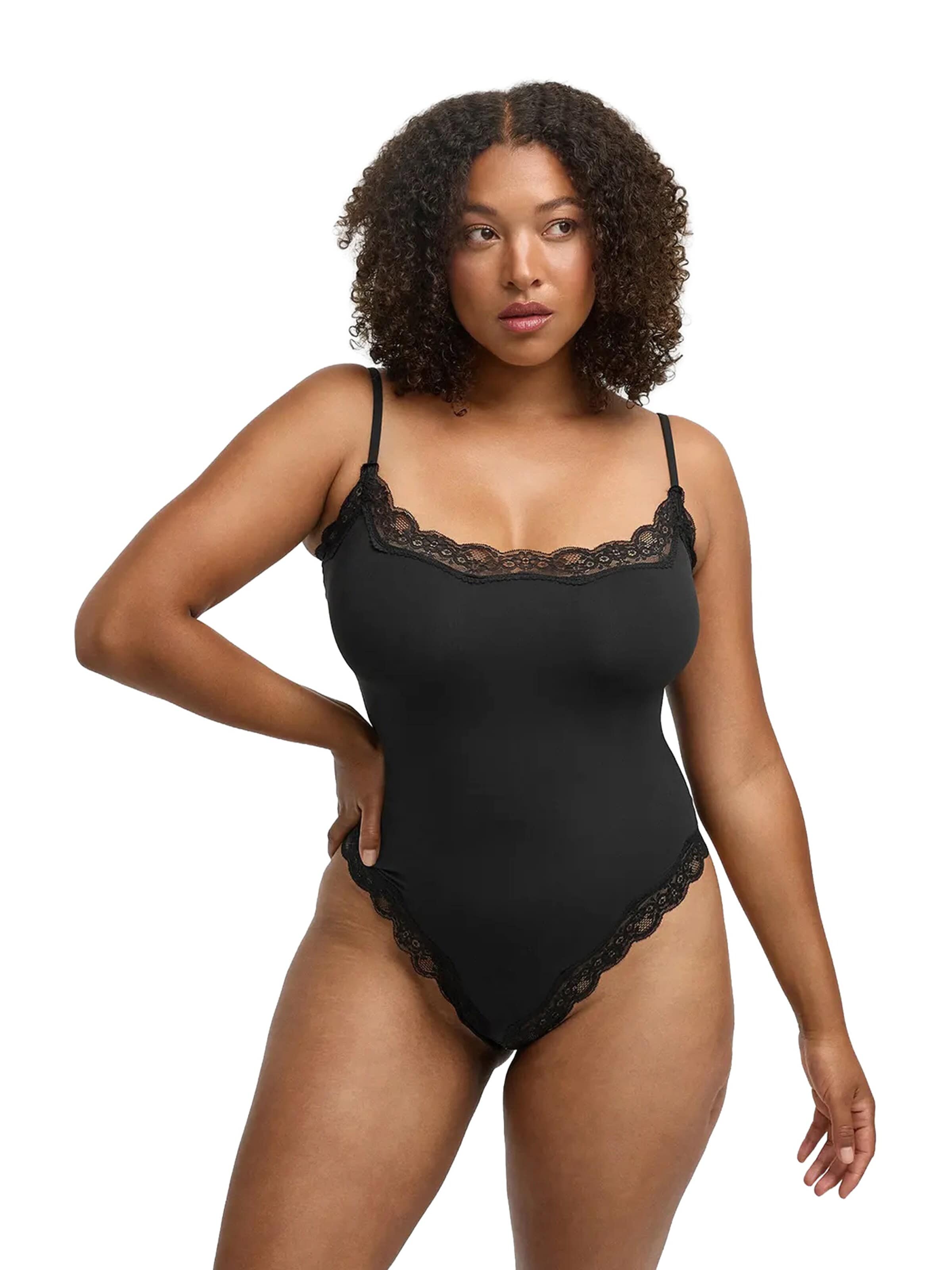 Body 'Bodysuit String mit Lace' di cfab in nero