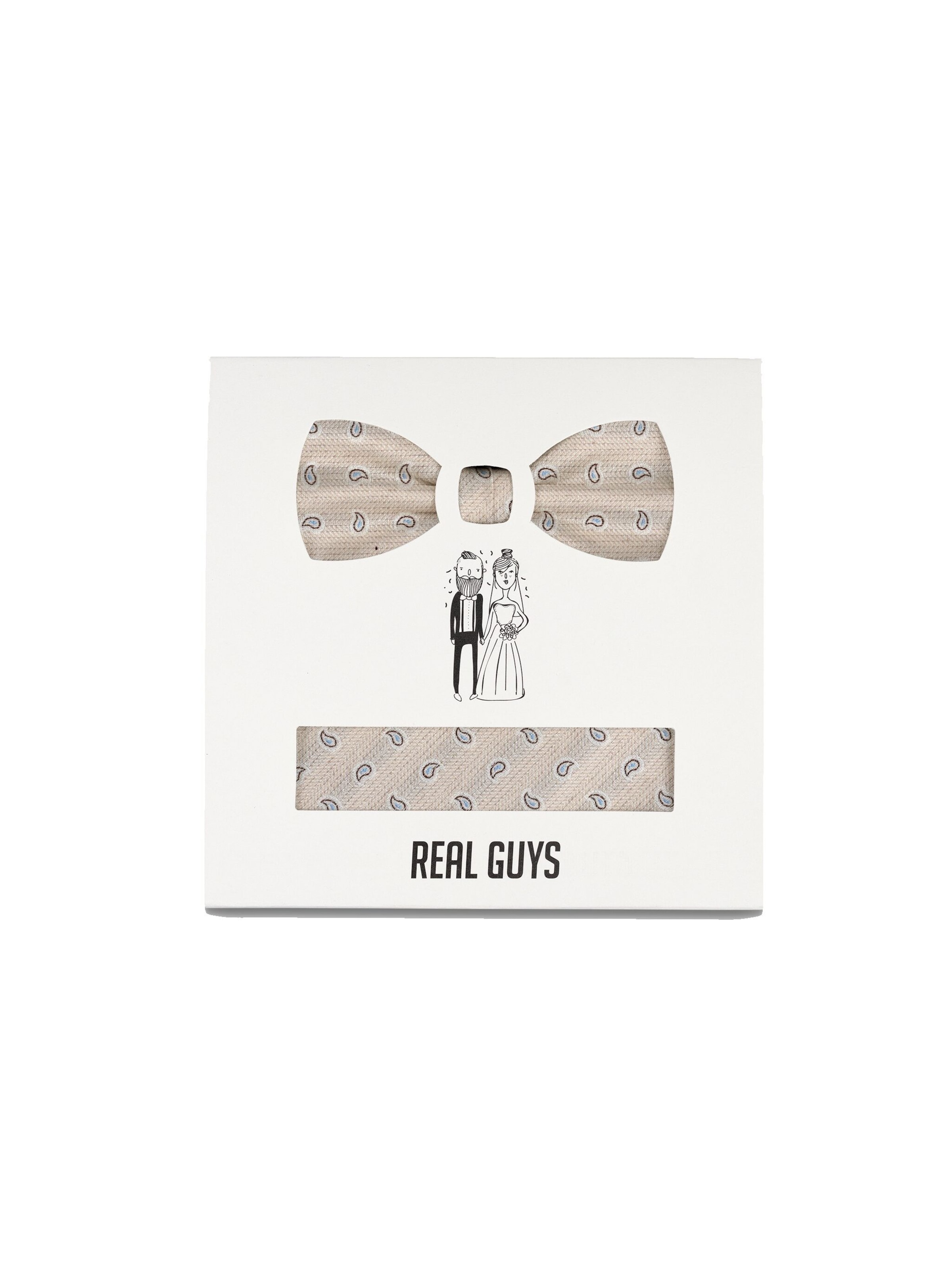 Real Guys Set Fliege mit Einstecktuch in Beige