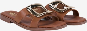 Mule 'DESA Damen-Lederpantoletten mit goldenen Details' Desa en marron : devant