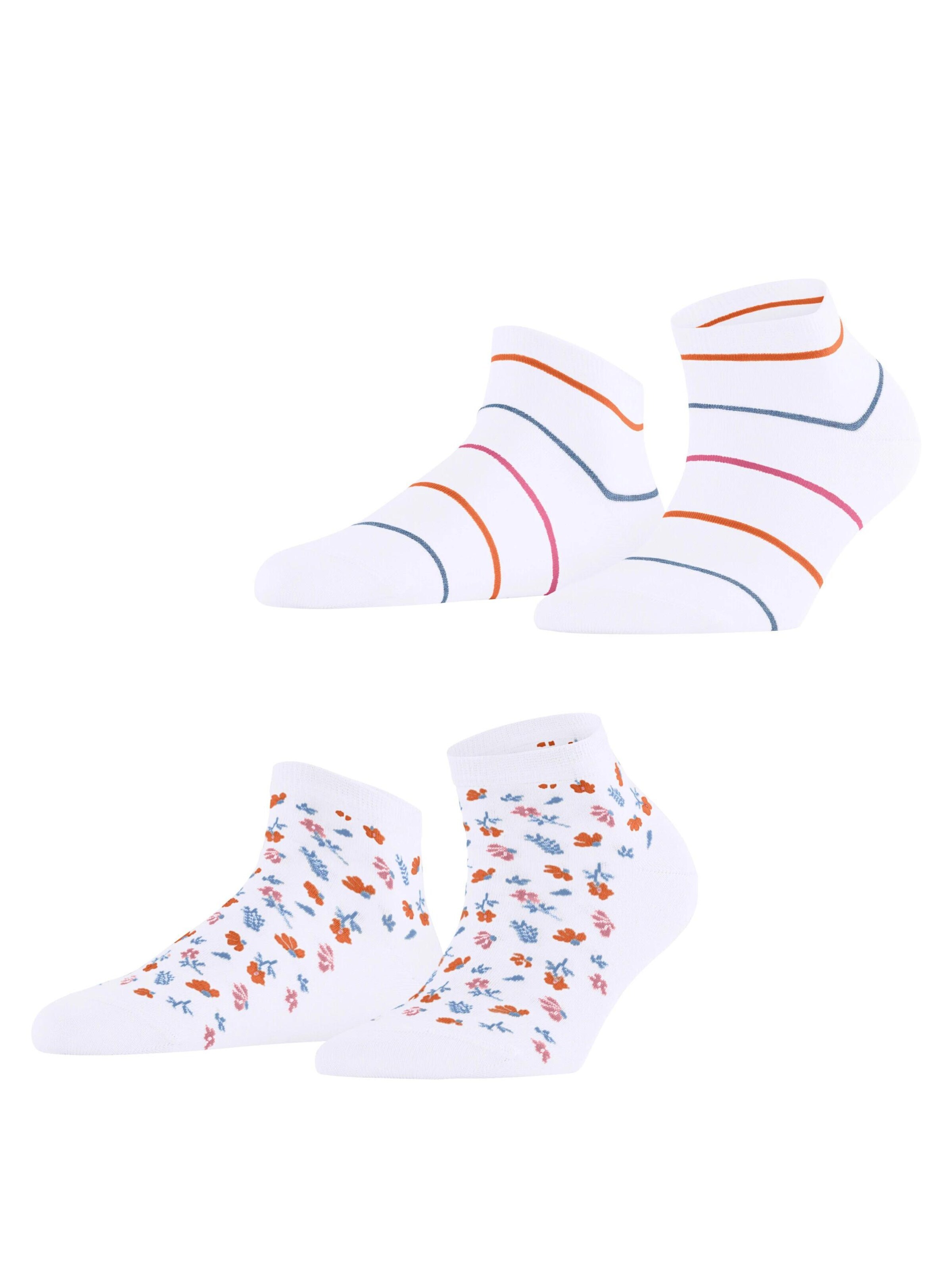ESPRIT Socken 'Flowers & Stripes 2-Pack'‌‌‌‌‌‌‌ in Weiß: Vorderseite