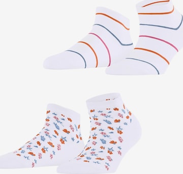 ESPRIT Socken 'Flowers & Stripes 2-Pack' in Weiß: Vorderseite