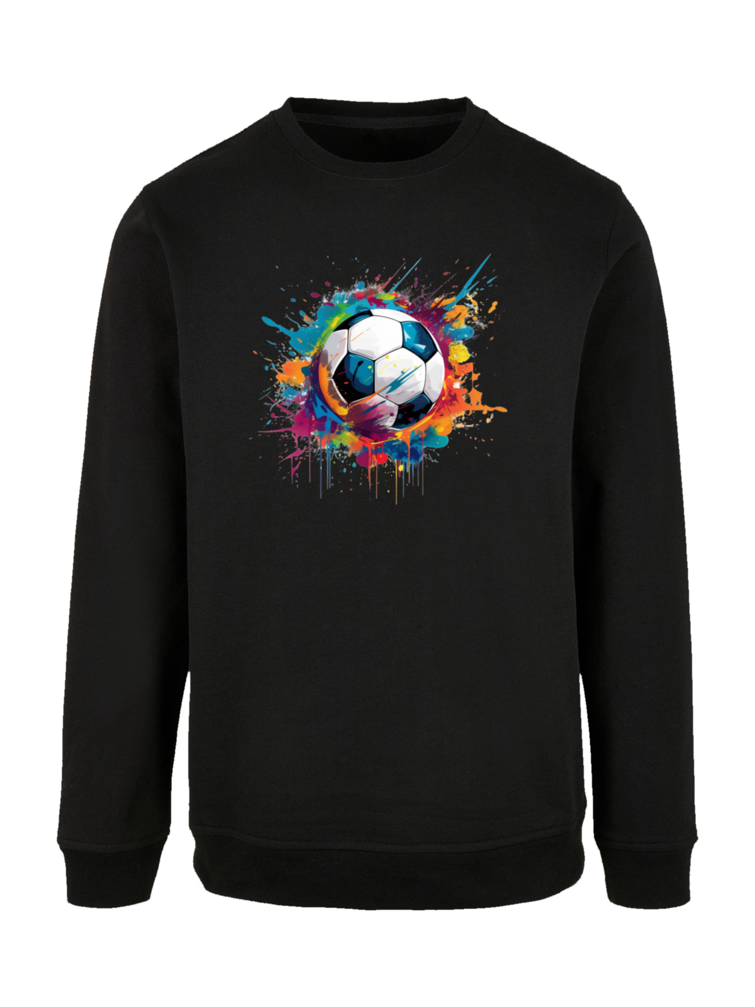 F4NT4STIC Sweatshirt 'Bunte Fußball Grafik' in Black: front