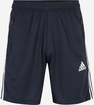 ADIDAS SPORTSWEAR Workout Pants 'Primeblue Designed To Move 3-Stripes' in Blue: front