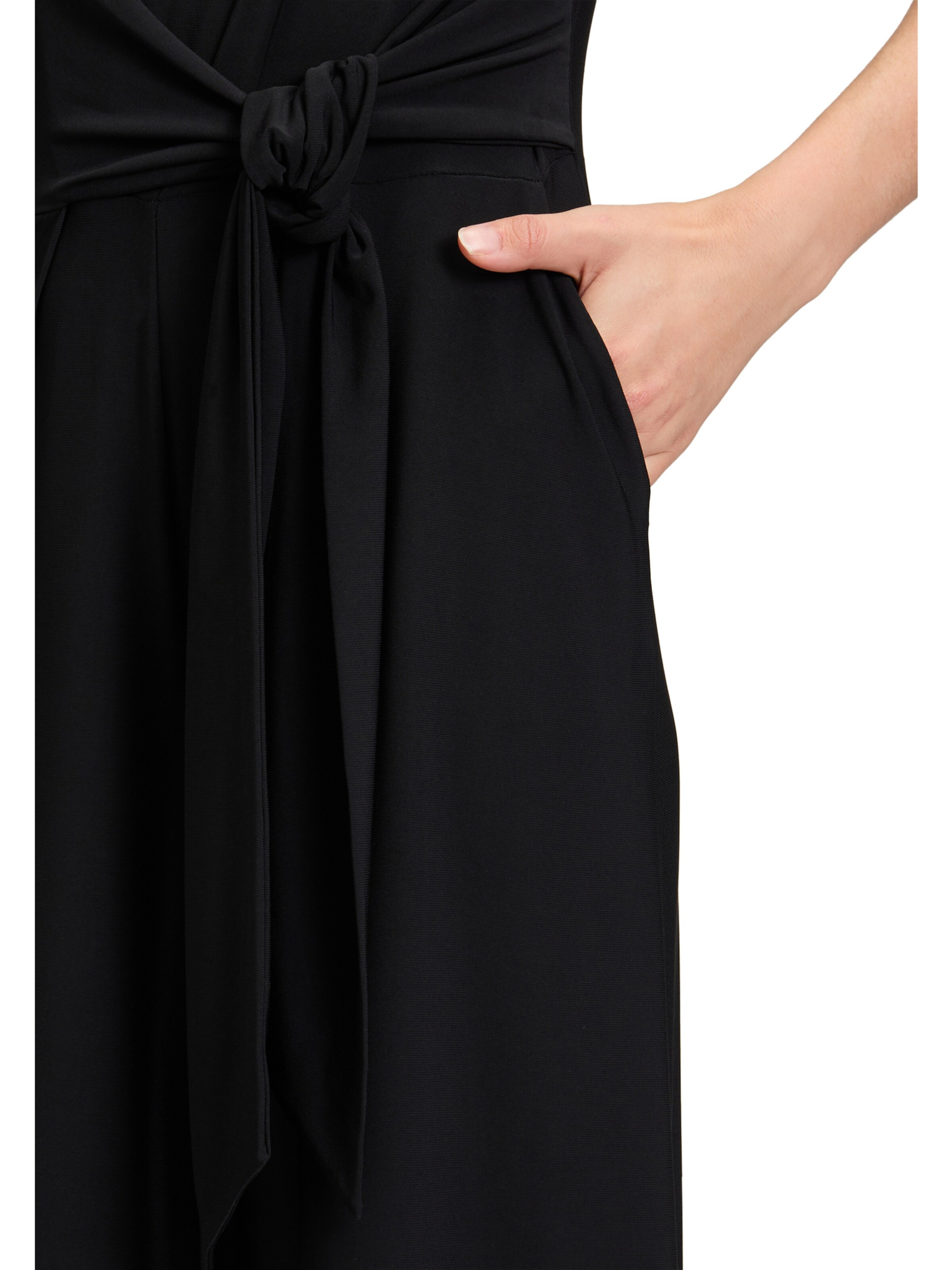 Cartoon Jumpsuit mit Bindegürtel in Schwarz