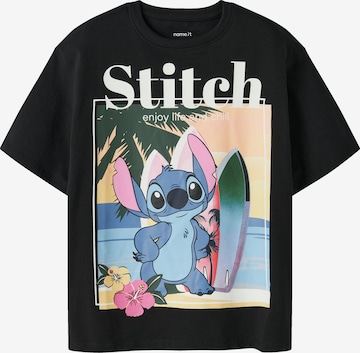 NAME IT Shirt 'NKFAFTINA STITCH' in Black: front