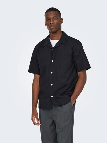 Only & Sons Regular fit Overhemd in Zwart: voorkant