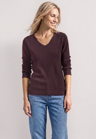 STREET ONE Langarm Pullover mit V-Ausschnitt in Rot: Vorderseite