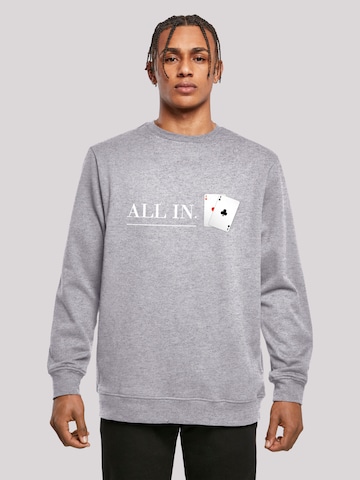F4NT4STIC Sweatshirt 'Poker All In Karten' in Grau: predná strana