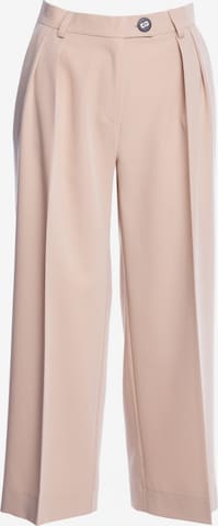 Stylove Wide leg Pleat-Front Pants in Beige: front