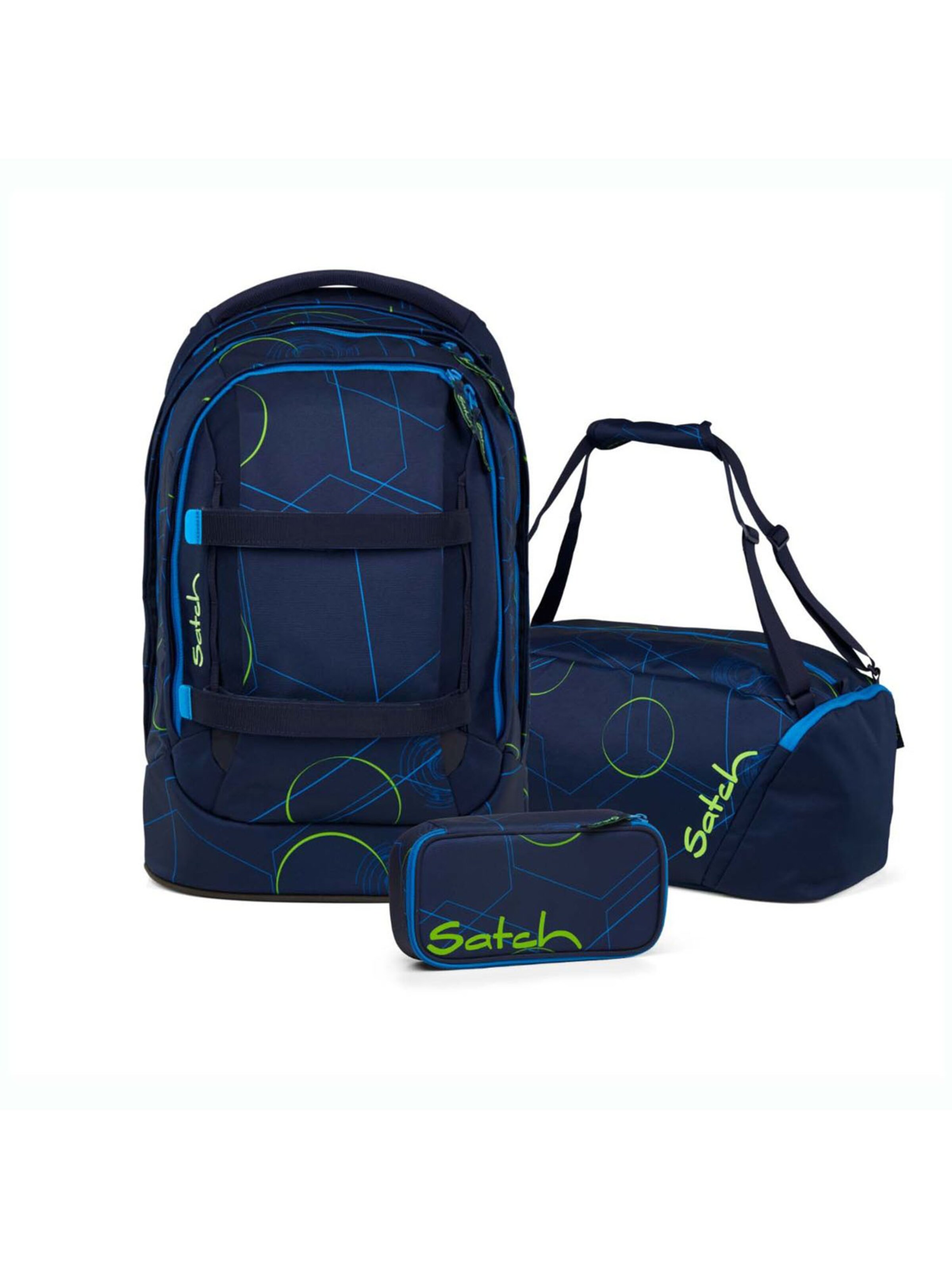 Satch Backpack 'Pack Schulrucksack Set 3tlg' in Blue: front